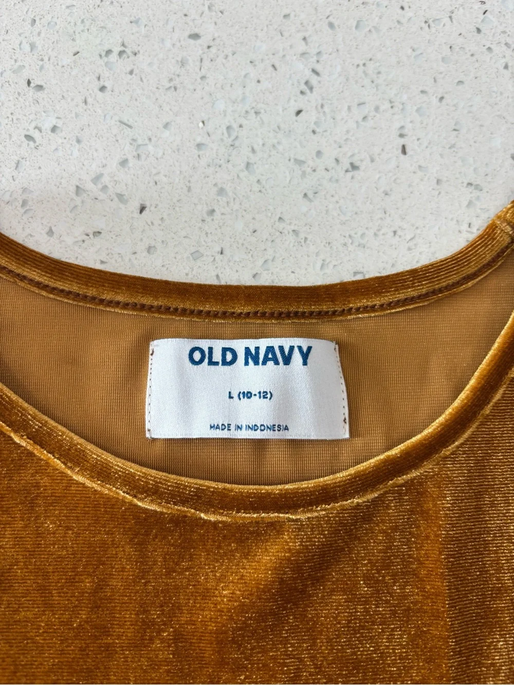 Old Navy Girls' Mustard Velvet Puff-Sleeve Dress Size L 10-12